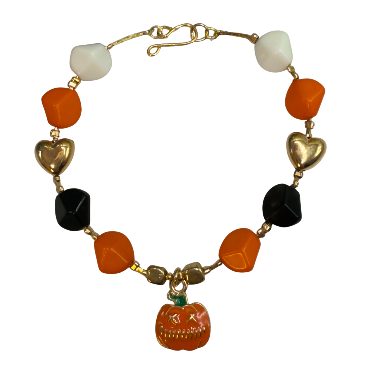 Pumpkin Halloween Charm Acrylic Beaded Doll Necklace • 18 Inch Fashion Doll Jewelry
