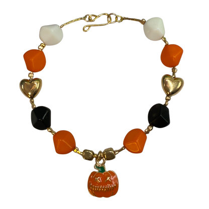 Pumpkin Halloween Charm Acrylic Beaded Doll Necklace • 18 Inch Fashion Doll Jewelry