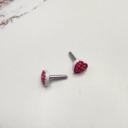 Burgundy Red Lattice Design Heart Post Doll Earrings • 2mm Post for 18 Inch Fashion Doll