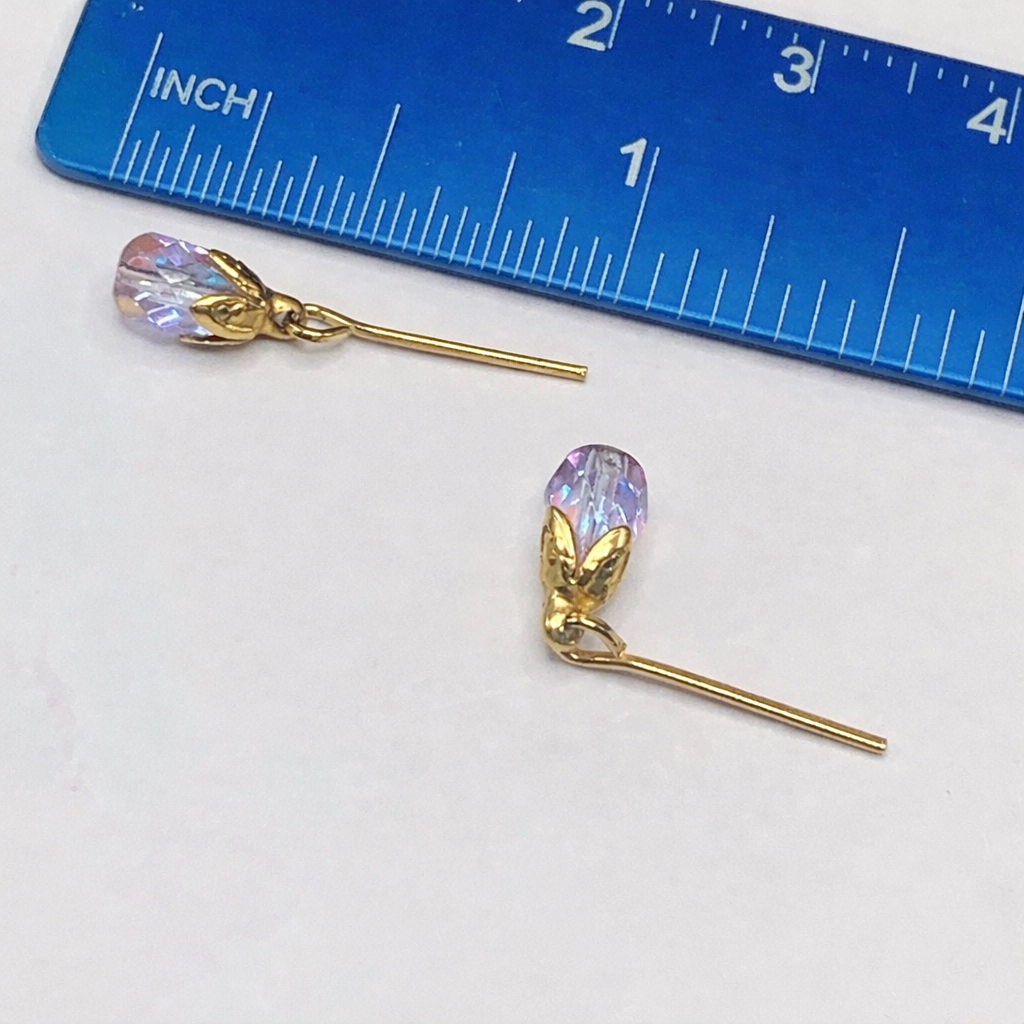 Aurora Borealis Faceted Glass Teardrop Dangle Doll Earrings •10-12” Fashion Doll Jewelry