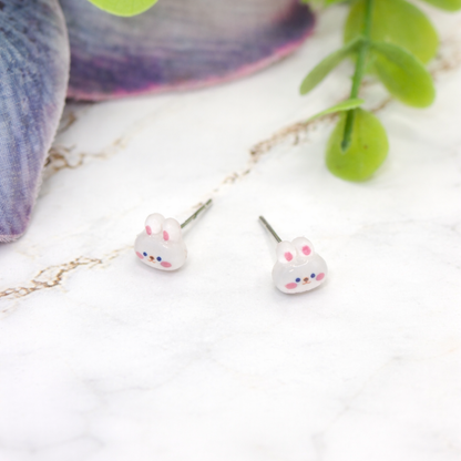 White Pink Bunny Easter Post Doll Earrings • 18 Inch Fashion Doll Jewelry