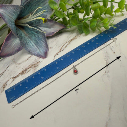 Red Teardrop Rhinestone Pendant Silver Chain Doll Necklace • 18 Inch Fashion Doll Jewelry