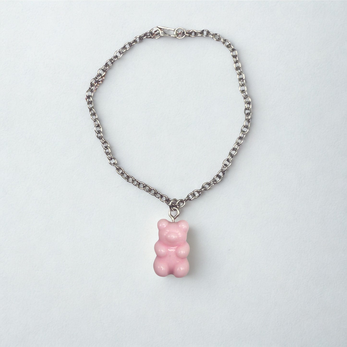 Light Pink Gummi Teddy Bear Charm Doll Necklace • 18 Inch Fashion Doll Jewelry