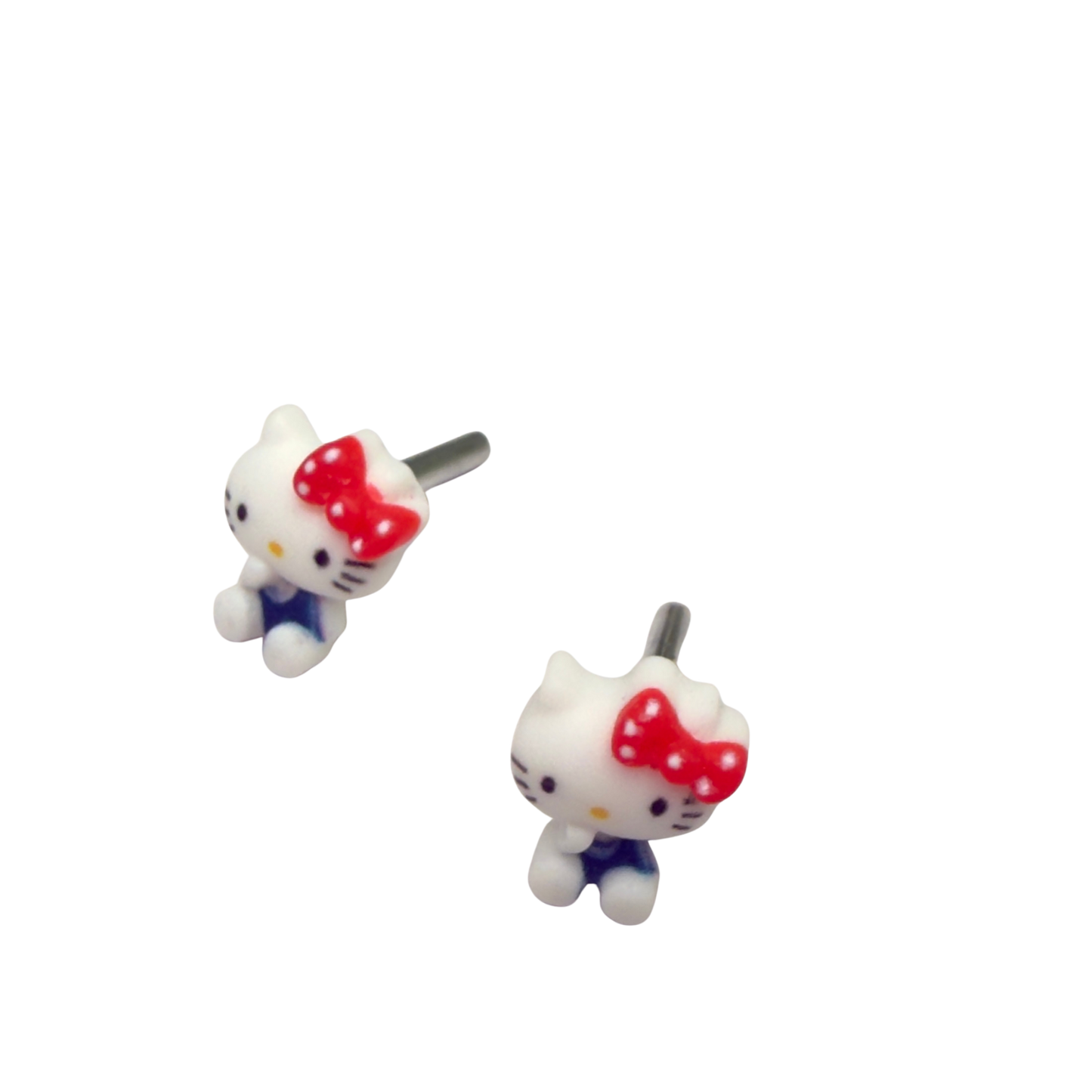 Hello Cat Kitty Red Polka Dot Bow Post Doll Earrings • 2mm Post for 18 Inch Fashion Doll