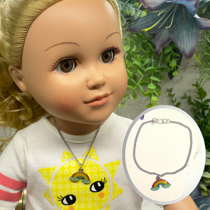 Rainbow Charm Doll Necklace • 18 Inch Fashion Doll Jewelry