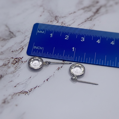 Clear Round Crystal Silver Dangle Doll Earrings • 18 Inch Doll Jewelry
