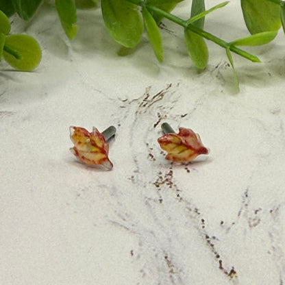 Orange Golden Autumn Fall Leaf Post Doll Earrings • 2mm Post for 18 Inch Fashion Doll