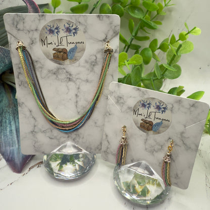 Multi Color Serpentine Chain Doll Necklace & Tassel Earrings • 18 Inch Fashion Doll Jewelry