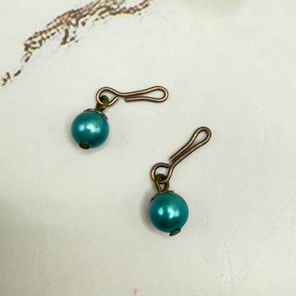 Turquoise Green Pearl Dangle Doll Earrings • 10-12 Inch Fashion Doll Jewelry 1:6