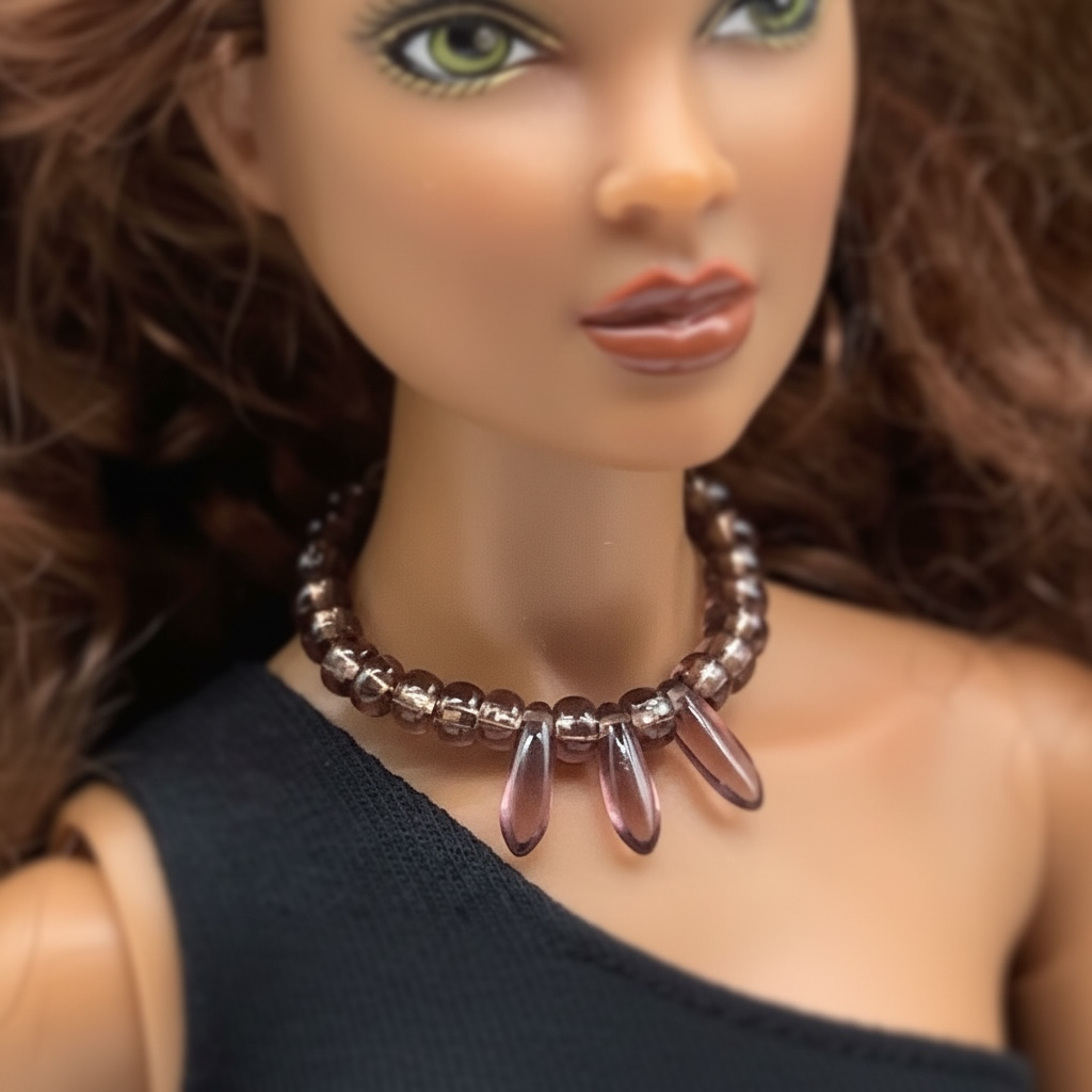 Purple Glass Wire Choker Doll Necklace • 16” Fashion Doll Jewelry