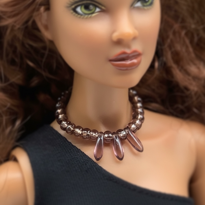 Purple Glass Wire Choker Doll Necklace • 16” Fashion Doll Jewelry