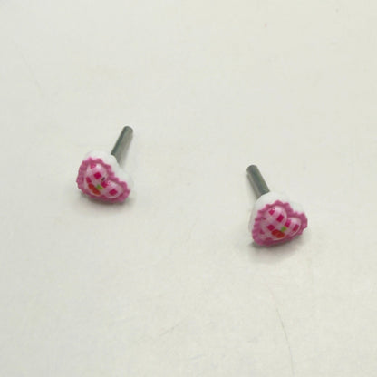 Pink Lattice Design Heart Post Doll Earrings • 2mm Post for 18 Inch Fashion Doll