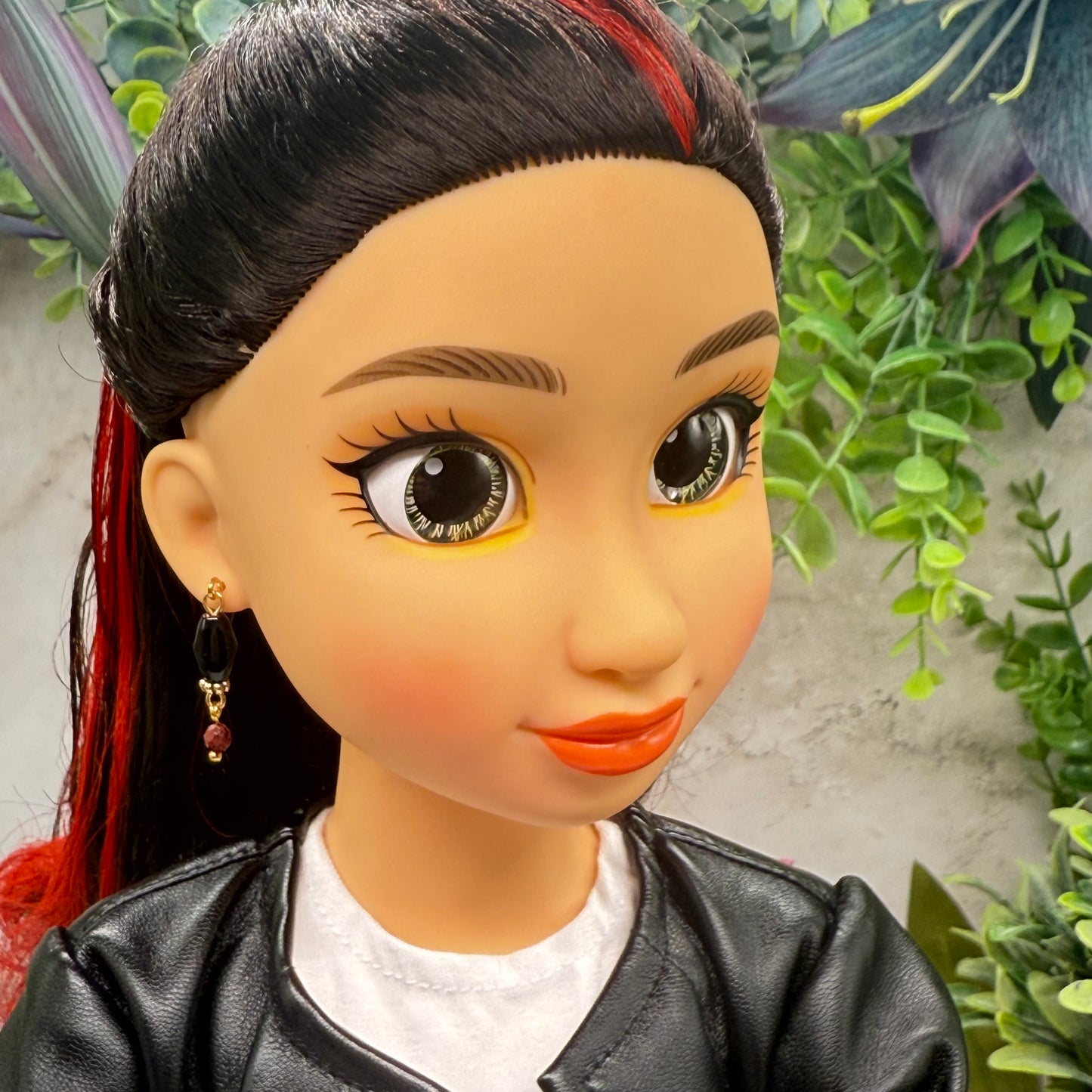 Red Black Beaded Dangle Doll Earrings • 18 Inch Fashion Doll Jewelry