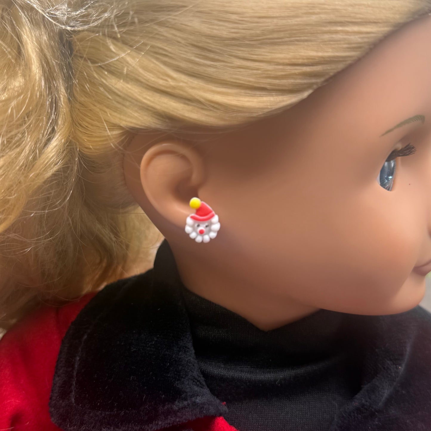 Santa Christmas Post Doll Earrings • 18 Inch Fashion Doll Jewelry