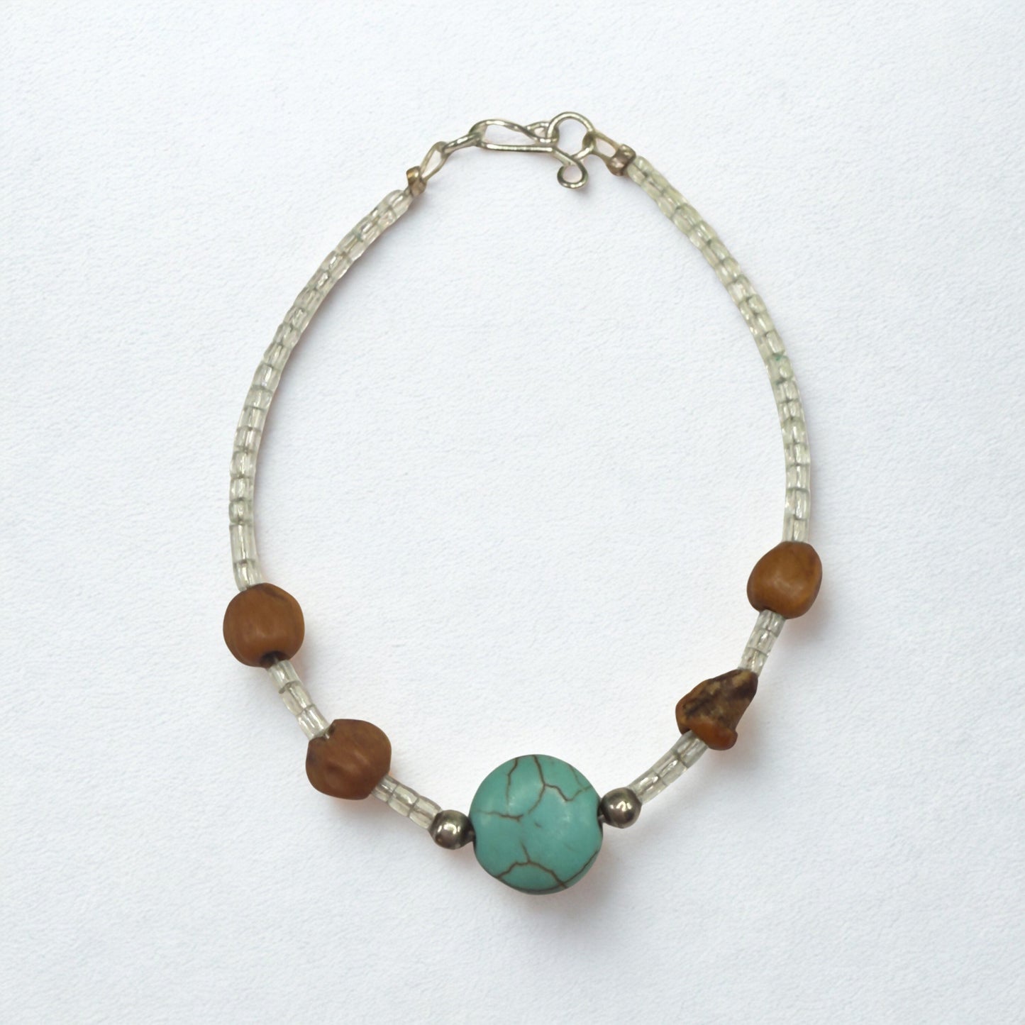 Turquoise Blue Brown Clear Beaded Western Look Doll Necklace • 18 Inch Fashion Doll Jewelry