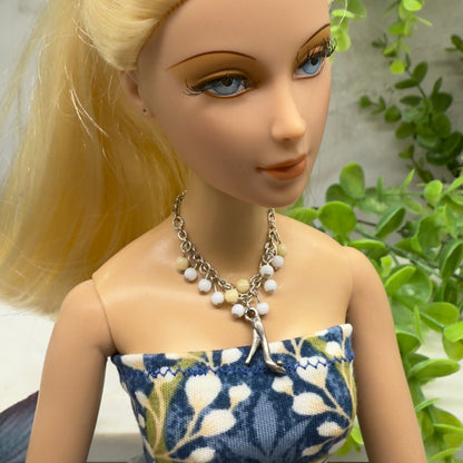 High Heel Pump Pendant Beaded Dangle Doll Necklace • 16 Inch Fashion Doll Jewelry