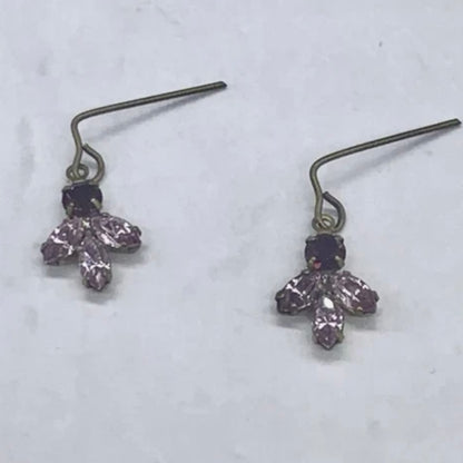 Shades Of Purple Rhinestone Gold Tone Dangle Doll Earrings • 18” Doll Jewelry