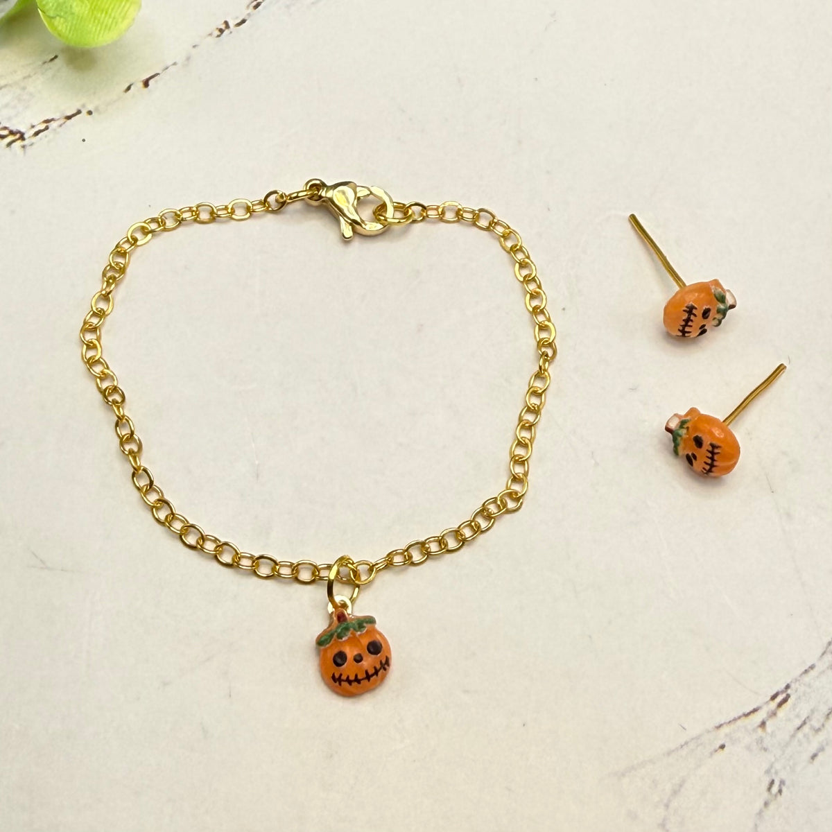 Jack-O-Lantern Pumpkin Doll Earrings and Necklace Set | for 14 Inch Fashion Doll • Wellie Wishers