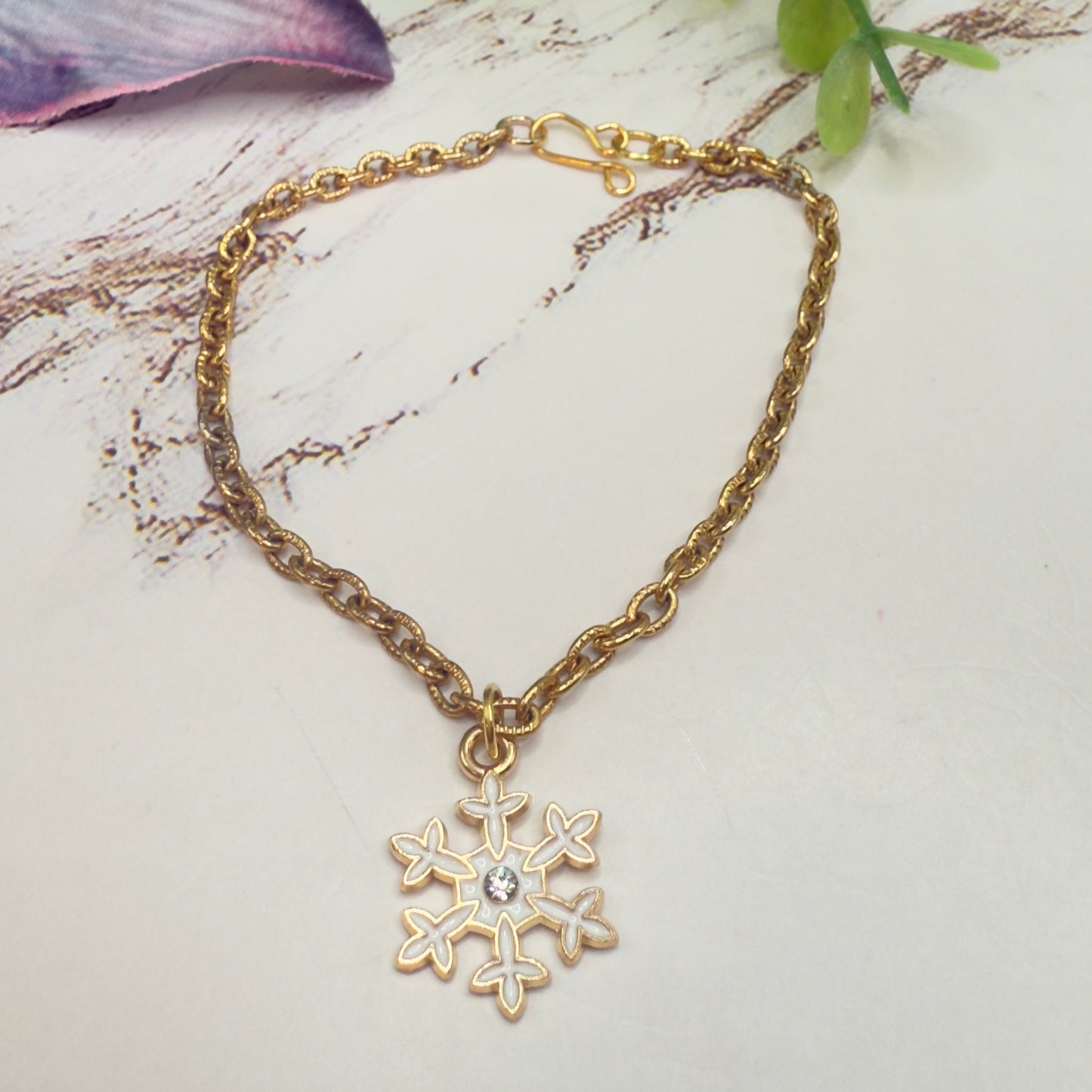 Gold Chain Snowflake Charm Doll Necklace • 18 Inch Fashion Doll Jewelry