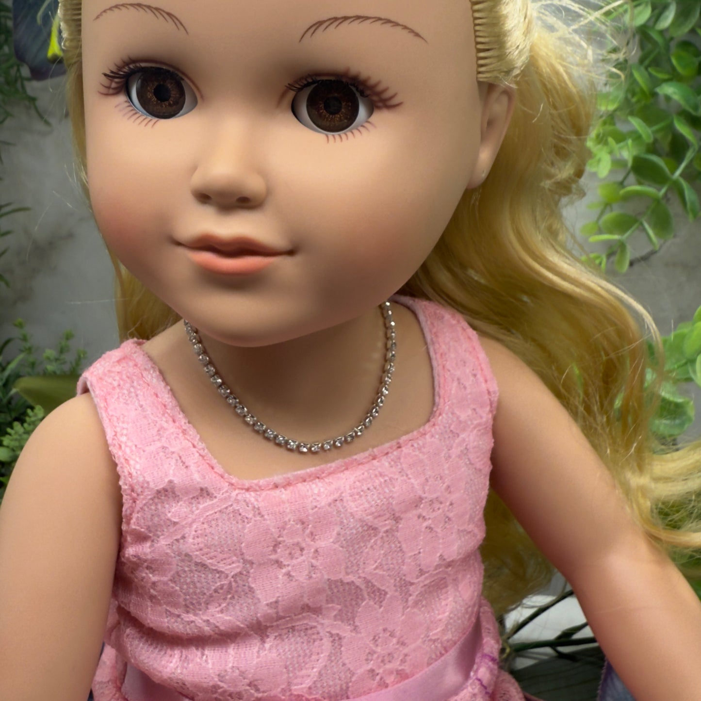 Clear Rhinestone Cup Chain Doll Necklace • 18 Inch Fashion Doll Jewelry