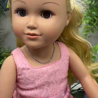 Clear Rhinestone Cup Chain Doll Necklace • 18 Inch Fashion Doll Jewelry