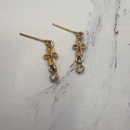Gold Filigree Clear Rhinestone Dangle Doll Earrings • 18 Inch Fashion Doll Jewelry