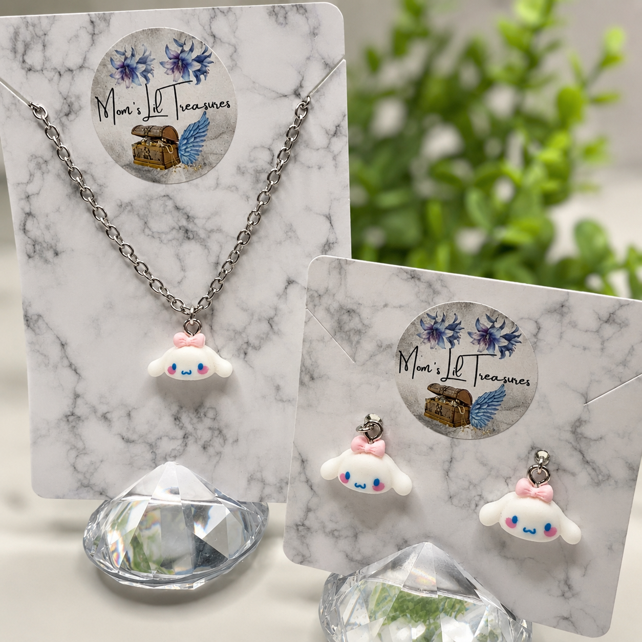 Cinnamoroll Sanrio White Puppy Charm Doll Necklace & Earrings • 18 Inch Fashion Doll Jewelry