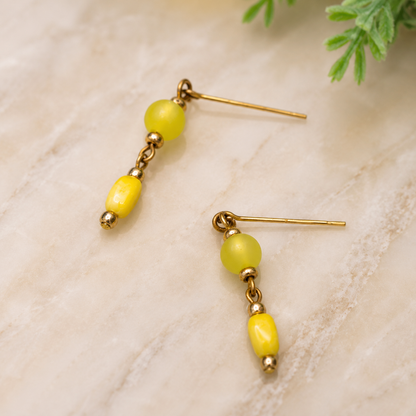 Yellow Glass Dangle Doll Earrings • 18 Inch Fashion Doll Jewelry