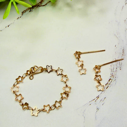 Open Work Gold Star Chain Doll Necklace & Earrings Set for 16 Inch Fashion Doll