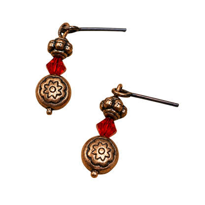 Red Glass Round Copper Dangle Doll Earrings • 16 Inch Fashion Doll Jewelry