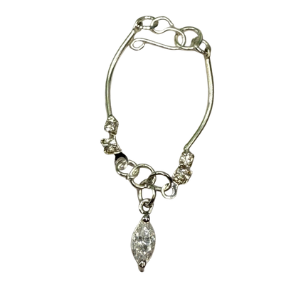 Clear Rhinestone Dangle Curved Silver Link Doll Necklace • 10-12 Inch Fashion 1:6 Doll Jewelry