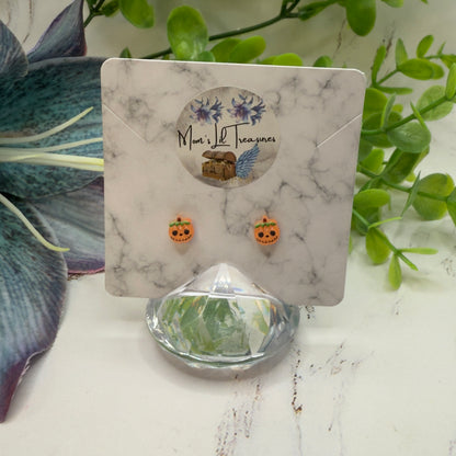 Pumpkin Halloween Post Doll Earrings • 2mm Post • fits 18” American Girl Doll