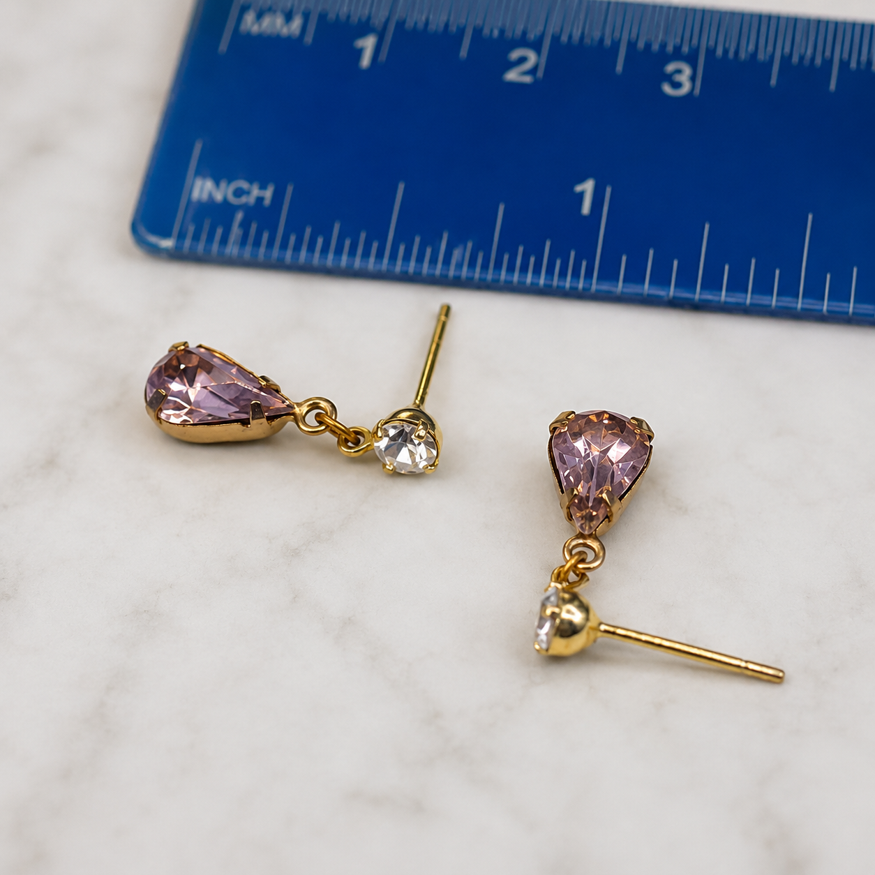 Teardrop Rhinestone Gold Doll Necklace Earrings Set 18-22” Vintage Doll Jewelry