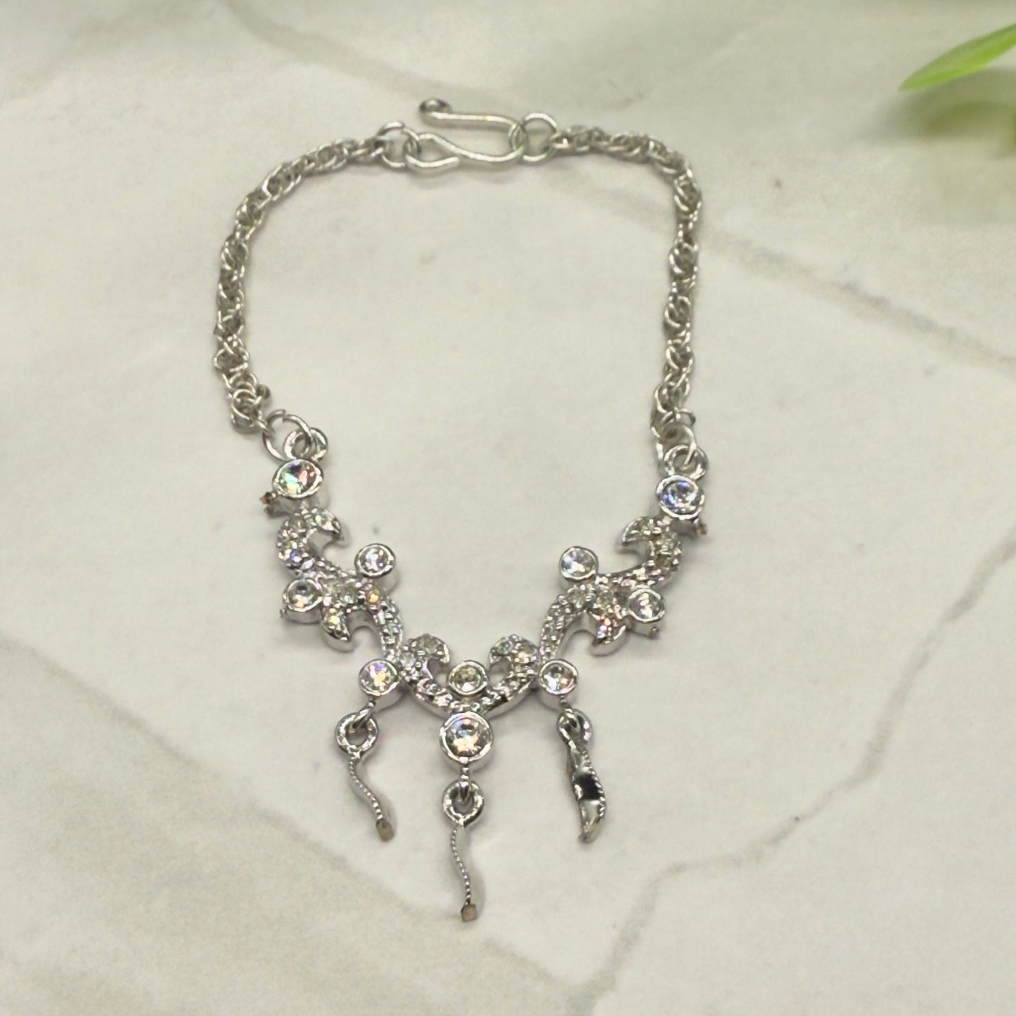 Silver Glamour Clear Rhinestone Doll Necklace • 16 inch Fashion Doll Jewelry
