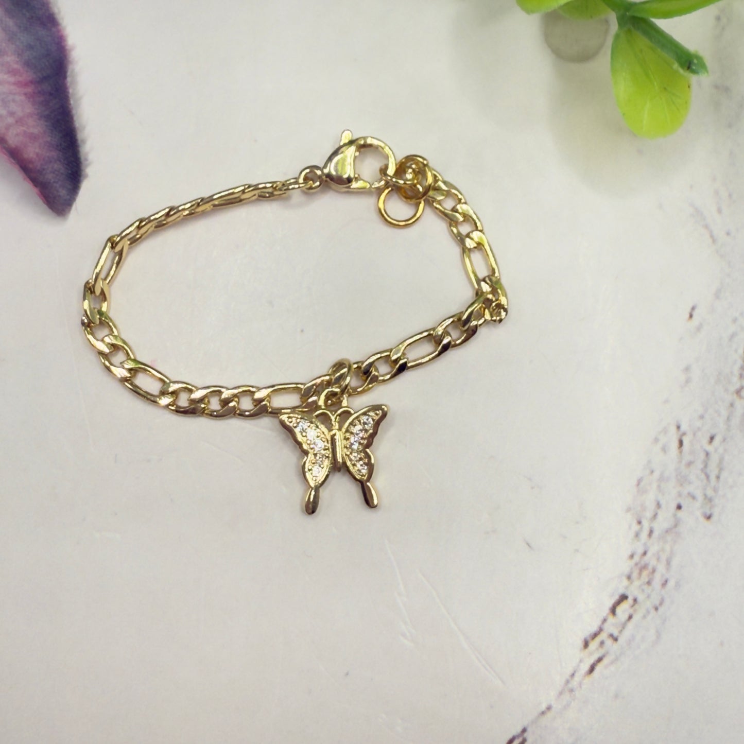 Butterfly Charm Gold Chain Doll Bracelet • 18 Inch Fashion Doll Jewelry