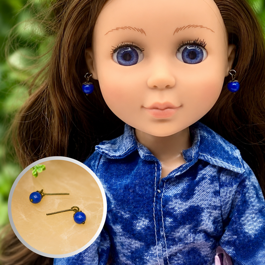 Blue Glass Round Dangle Doll Earrings · 14 Inch Fashion Doll Jewelry