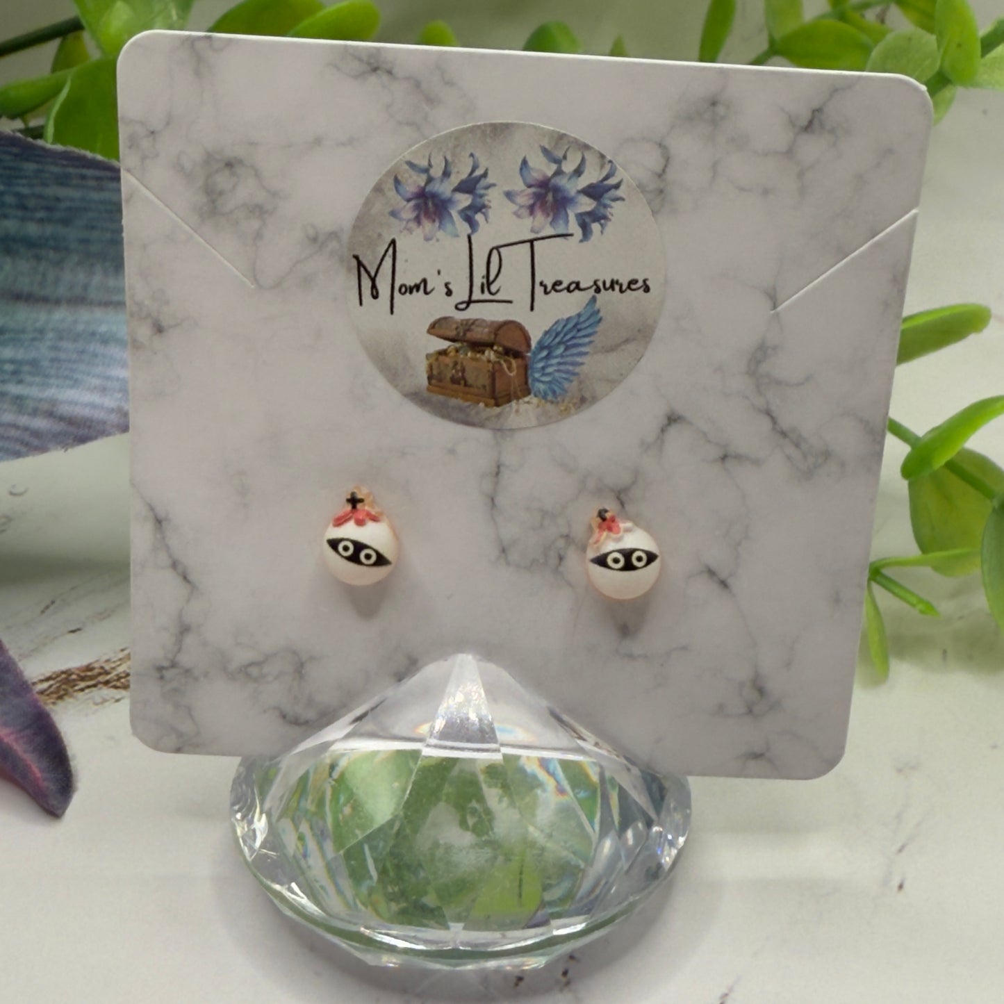 Mummy Halloween Silicone Plastic Post Doll Earrings • 18 Inch Fashion Doll Jewelry