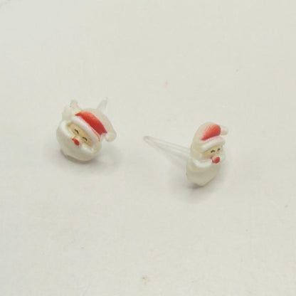 Santa Silicone Plastic Post Christmas Doll Earrings • 18 Inch Fashion Doll Jewelry
