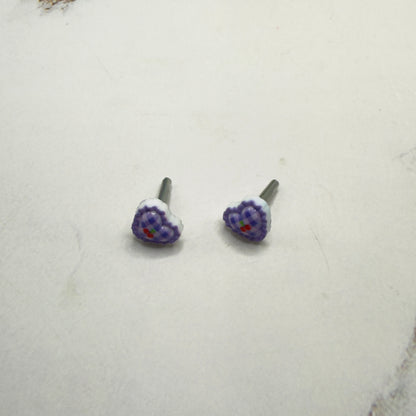 Purple Lattice Design Heart Post Doll Earrings • 2mm Post for 18 Inch Fashion Doll