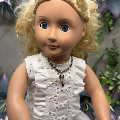 Black Silver Rope Chain Key Charm Doll Necklace• 18 Inch Fashion Doll Jewelry