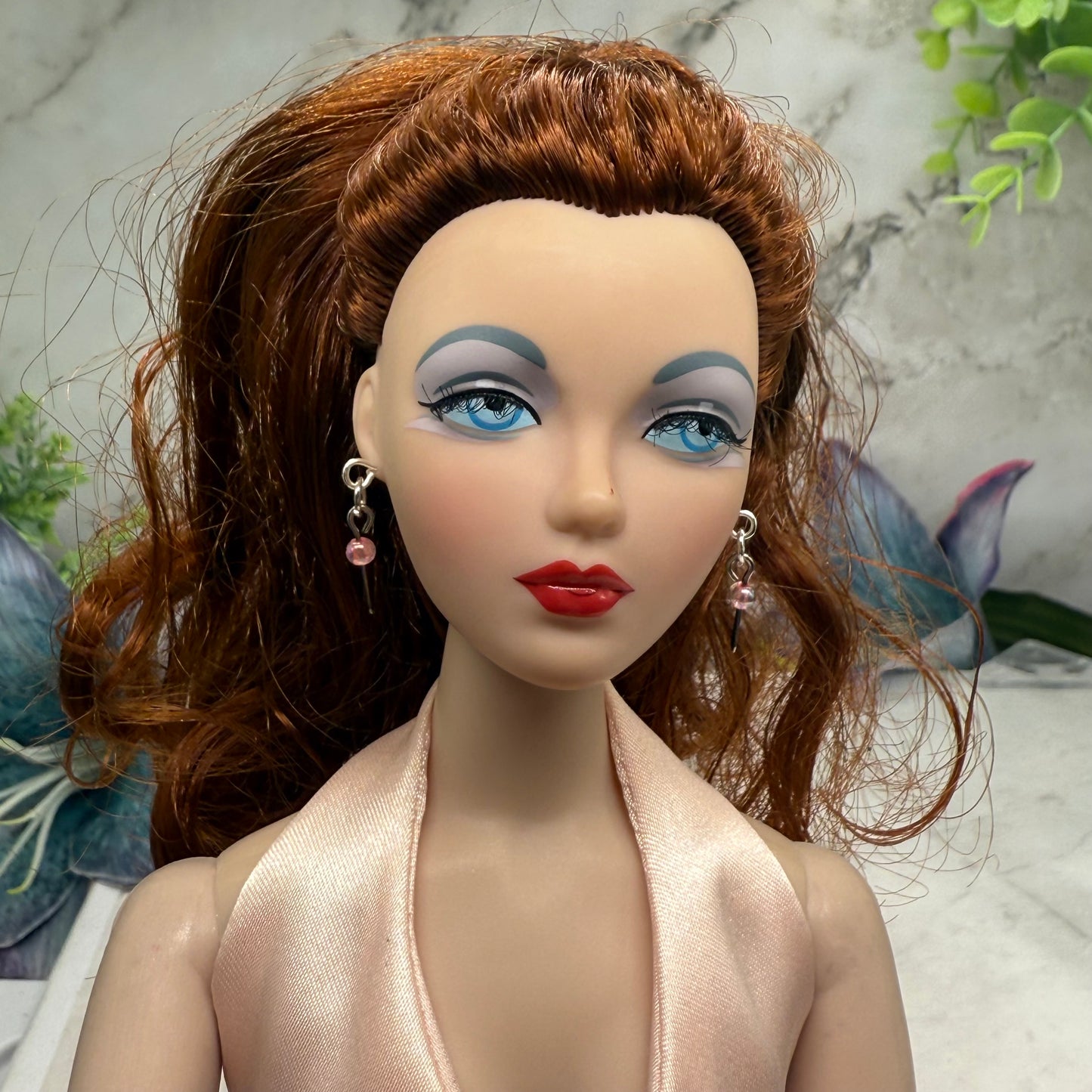 Silver Dangle Pink Beaded Doll Earrings • 16 Inch Fashion Doll Jewelry