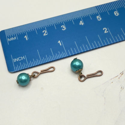 Turquoise Green Pearl Dangle Doll Earrings • 10-12 Inch Fashion Doll Jewelry 1:6