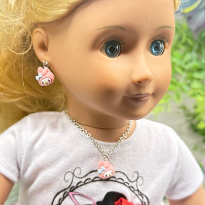 Pink Bunny Melody Sanrio Charm Doll
Necklace & Earrings • 18 Inch Fashion Doll Jewelry