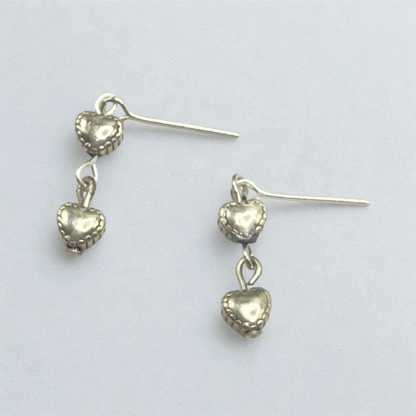Double Silver Heart Dangle Doll Earrings • 18 Inch Fashion Doll Jewelry