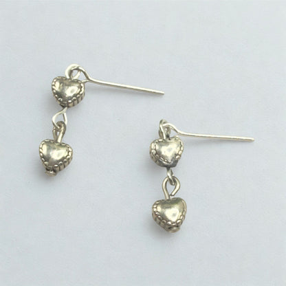 Double Silver Heart Dangle Doll Earrings • 18 Inch Fashion Doll Jewelry