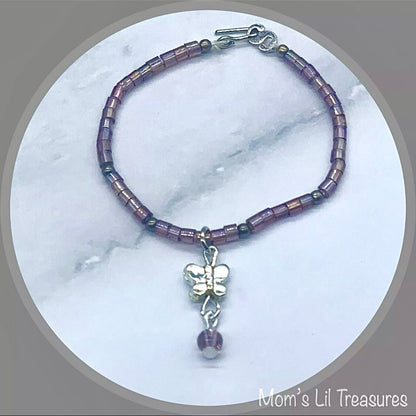 Purple Glass Bead Butterfly Doll Necklace •16 Inch Fashion Doll Jewelry