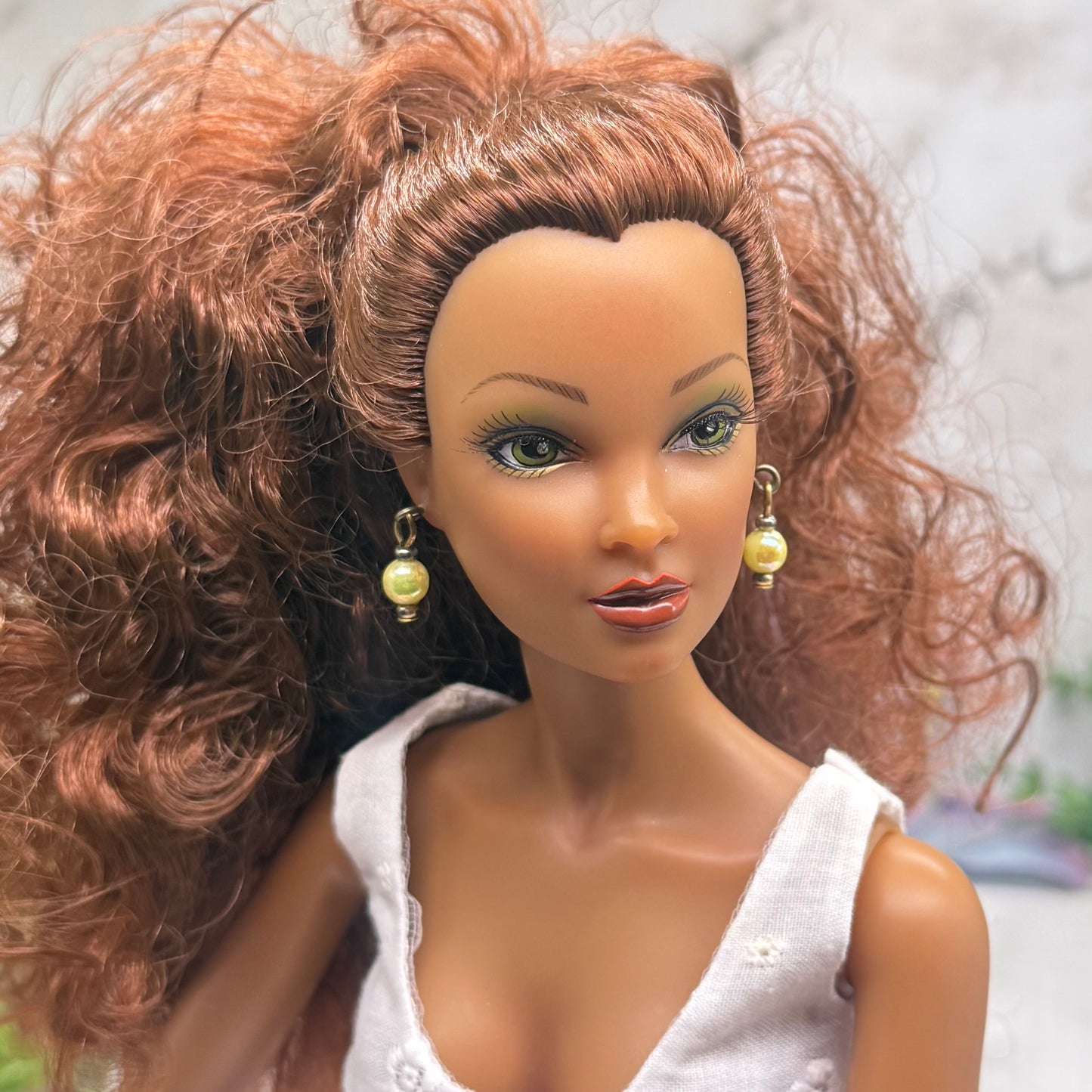 Yellow Iridescent Pearl Doll Earrings • 16 Inch Fashion Doll Jewelry