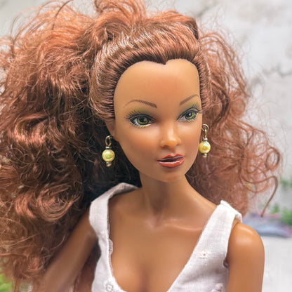 Yellow Iridescent Pearl Doll Earrings • 16 Inch Fashion Doll Jewelry