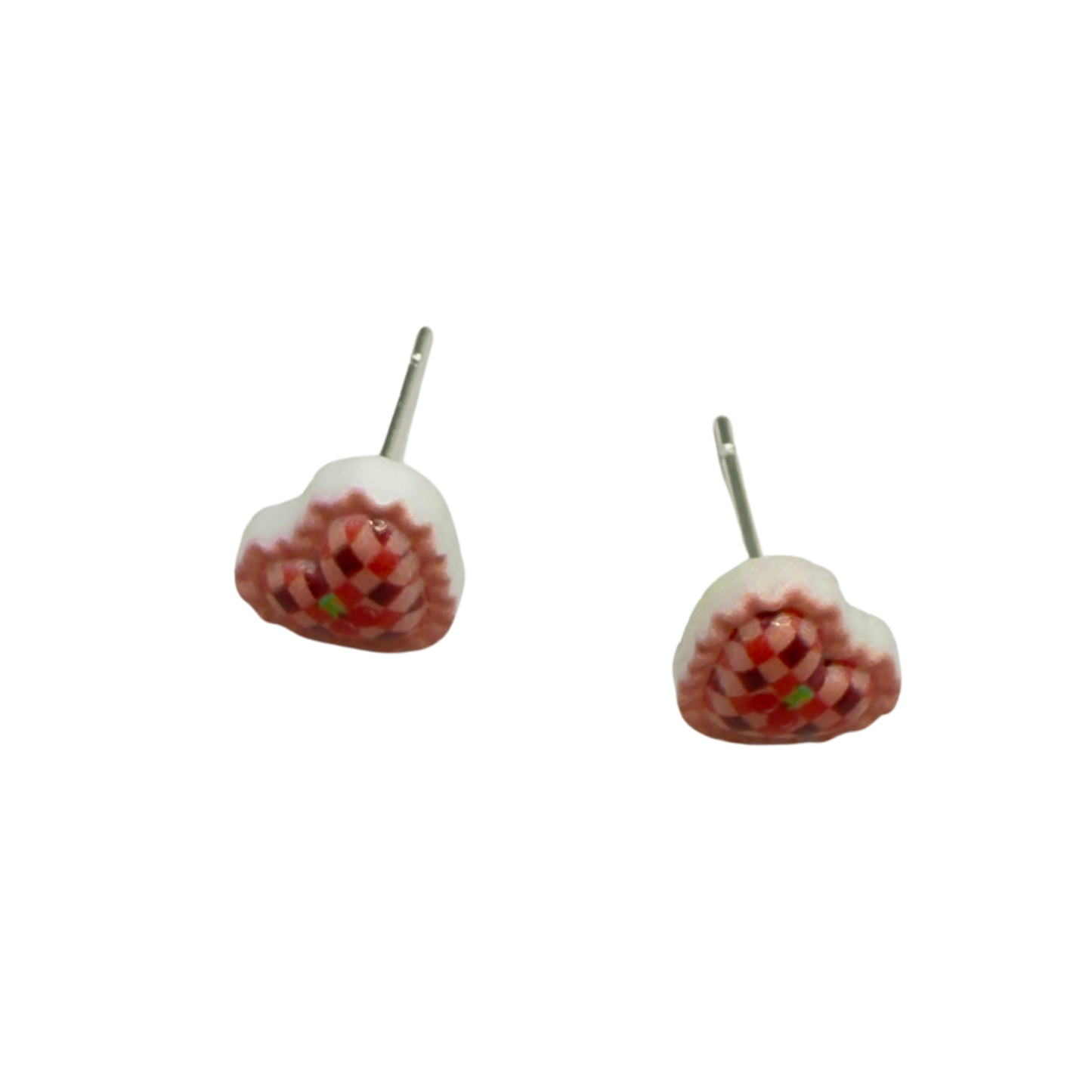 Coral Pink Lattice Design Heart Post Doll Earrings • 18 Inch Fashion Doll Jewelry
