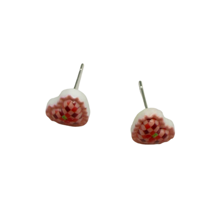 Coral Pink Lattice Design Heart Post Doll Earrings • 18 Inch Fashion Doll Jewelry